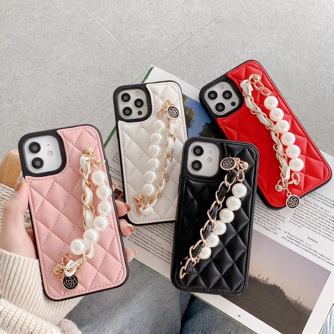 Phone Case with Pearl Bracelet Design