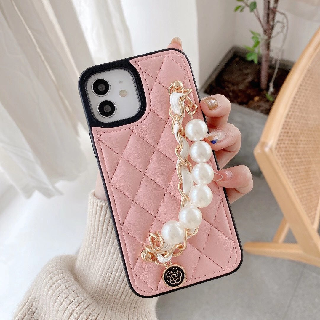 Phone Case with Pearl Bracelet Design