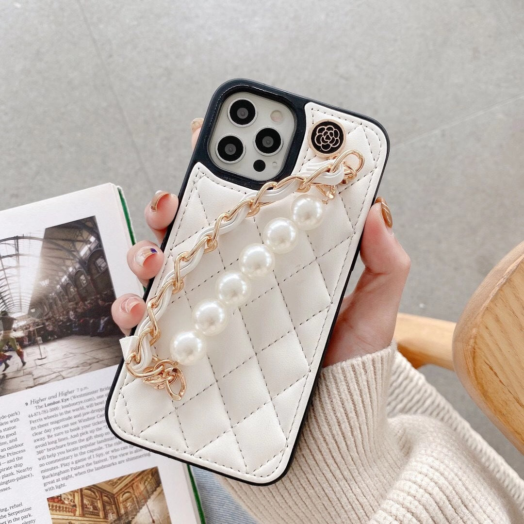 Phone Case with Pearl Bracelet Design